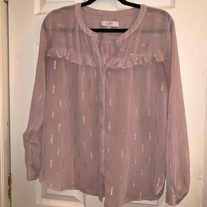 Loft sheer shimmer pink blouse